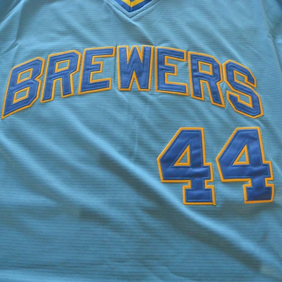 Brand NEW Milwaukee Brewers #44 Hank Aaron Jersey Size Men's X-Large - Picture 2 of 10
